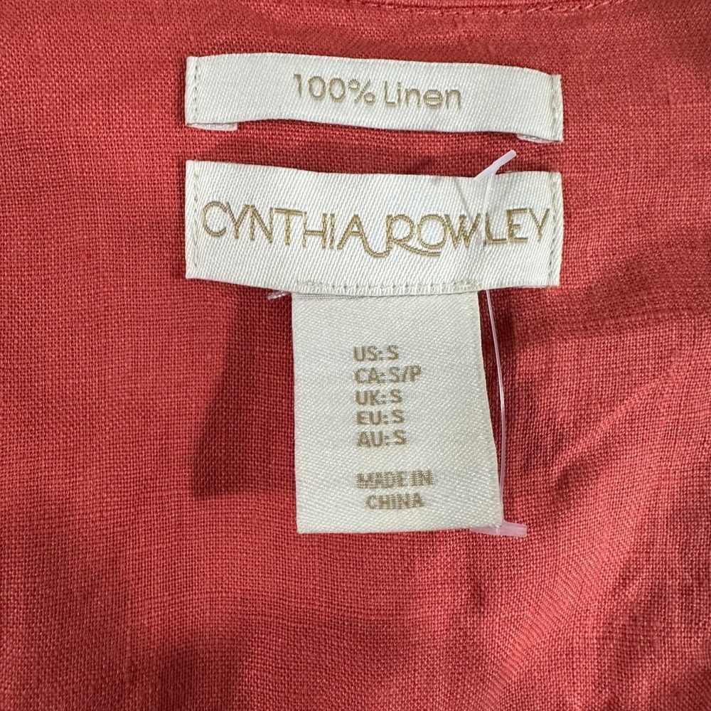 Cynthia Rowley Womens Small 100% Linen Duster Trench Coat Coral Pink Tie‎ Waist - Picture 2 of 7